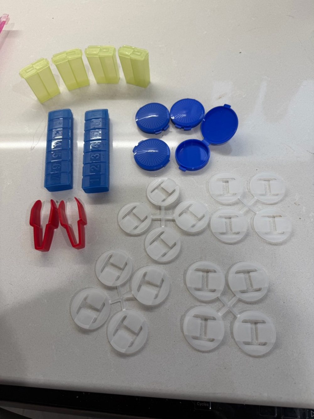 Vintage Tupperware mixed lot. New. Sock keepers, pill holders, salt shakers…
